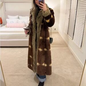 Silence + Noise Brown and Tan Faux Fur Trench Coat